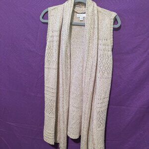 Kim Rogers Sleeveless Tan Cardigan Sweater